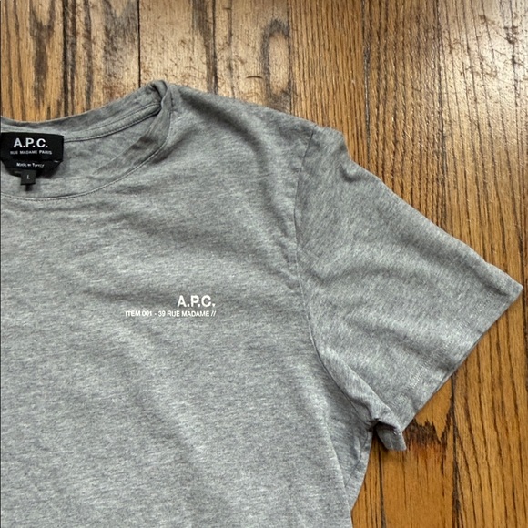 A.P.C. Light Gray Short Sleeve Tee - Picture 3 of 6